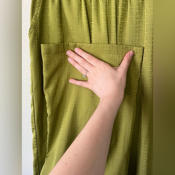 4th & Reckless Geometric Satin Wide Leg Pants in Lime Green Women’s Size L - Picture 9 of 15